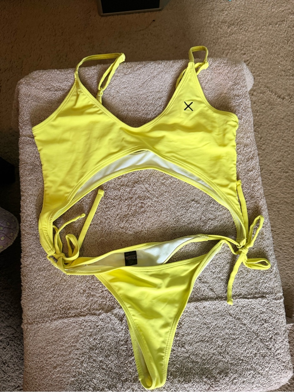 Boutine LA Neon Yellow Cutout Tie-Side Bikini Set